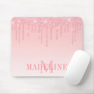 Modern fasjonable Rosa  Glitter Monogram Musmatta