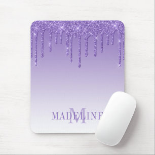 Modern fasjoniable Lila Glitter Drip Monogram Musmatta