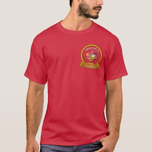 Modern Fast Food Restaurator Anpassningsbar Logoty T Shirt (Framsida)
