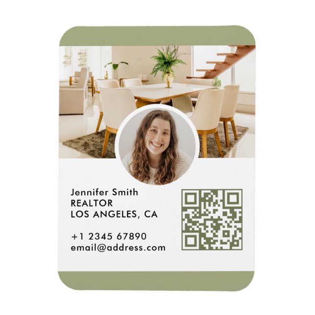 Modern fastighets QR-kod visitkort Magnet (Vertikal)