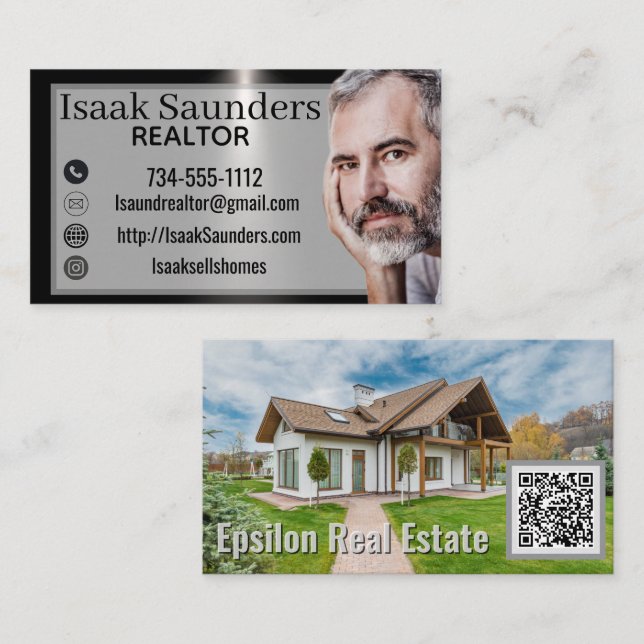 Modern fastighetsmäklare Foto Affärskort Fastighet Visitkort (Fram/baksida)
