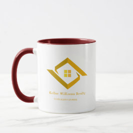 Modern fastighetsvit och guld anpassad logotyp mugg