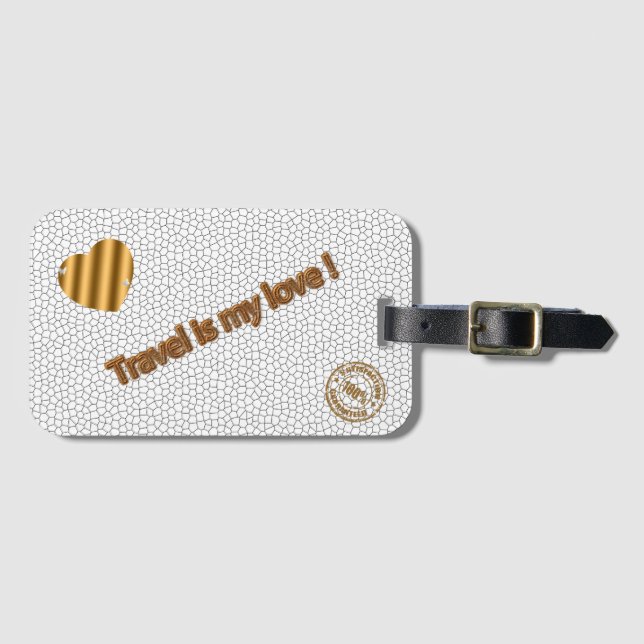 Modern fastlagad glasvit Kärlek Travel Bagagebricka (Framsida horisontal)
