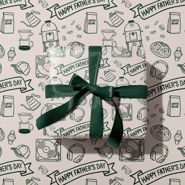 Modern Father's Day Doodle Pattern Millennial Dad Presentpapper (Skapare uppladdad)