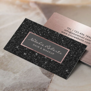 Modern Faux Black Glitter Elegant Ro Guld Visitkort