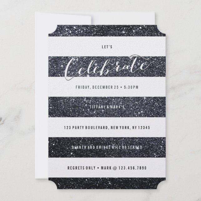 Modern Faux Black Glitter Party-inbjudan Inbjudningar (Framsida)