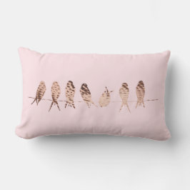 Modern Faux Copper Birds on Wire Lumbar Pillow Lumbarkudde