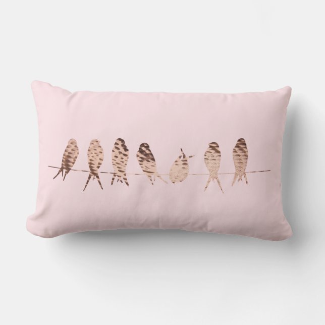 Modern Faux Copper Birds on Wire Lumbar Pillow Lumbarkudde (Framsida)