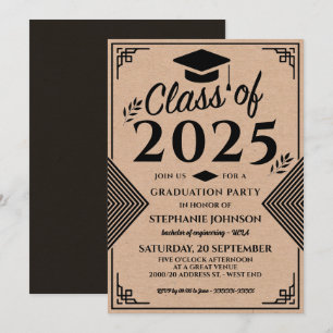 Modern Faux Craft Art Deco Stil Studentfest Inbjudningar