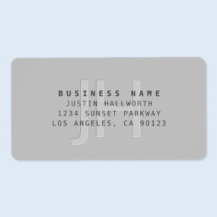 Modern Faux Embossed Monogrammed Business Adress Adressetikett