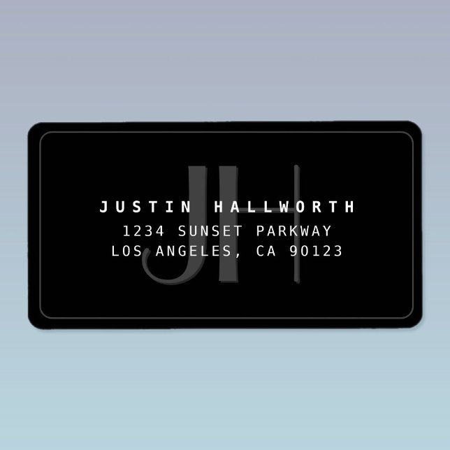 Modern Faux Embossed Monogrammed Business Adress Adressetikett (Skapare uppladdad)