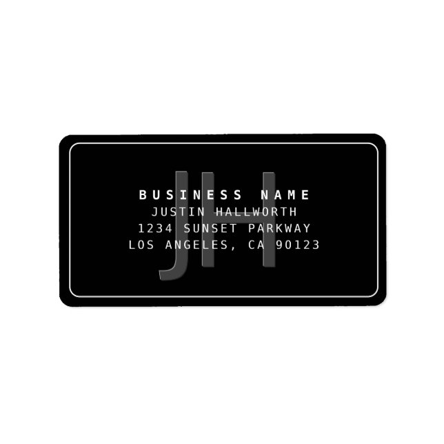 Modern Faux Embossed Monogrammed Business Adress Adressetikett (Framsidan)