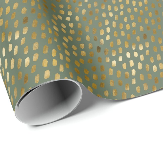 Modern Faux Foil Dots jul Helgdag Gift Presentpapper (Rullad Hörn)