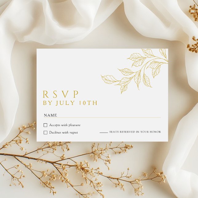 Modern Faux Gold Botanical Wedding RSVP Cards OSA Kort (Skapare uppladdad)