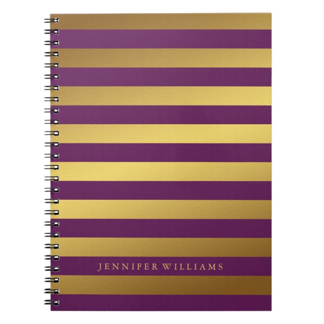 Modern Faux Gold Foil and Plum Rand Anteckningsbok (Framsidan)