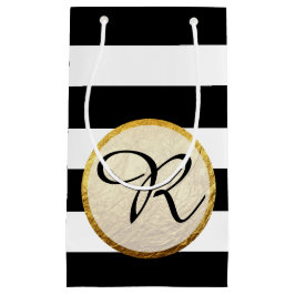 Modern Faux Gold Foil Black White Rand Monogram