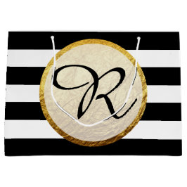 Modern Faux Gold Foil Black White Rand Monogram