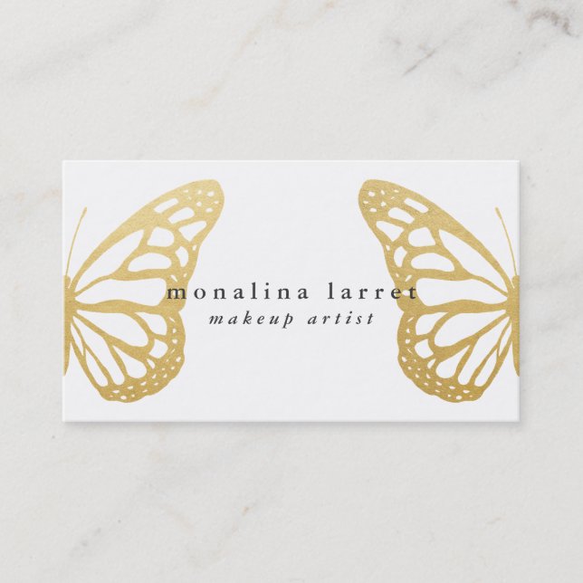 Modern Faux Gold Foil Bohemian Monarch Butterfly  Visitkort (Framsida)