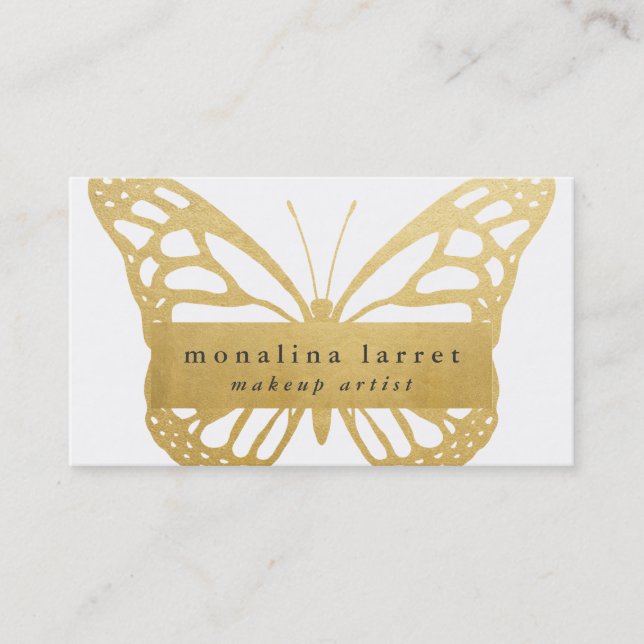 Modern Faux Gold Foil Bohemian Monarch Butterfly Visitkort (Framsida)