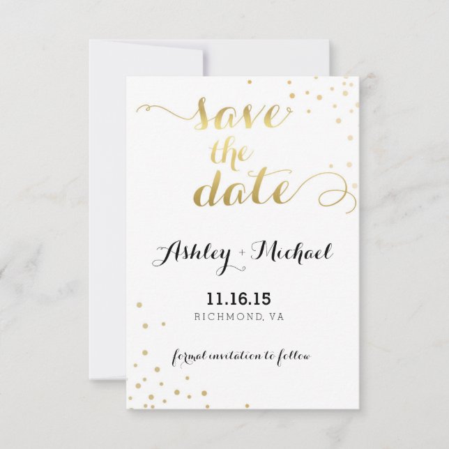 Modern Faux Gold Foil Glamor sparar datumet Spara Datumet (Framsida)