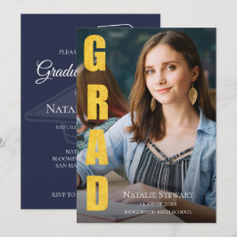 Modern Faux Gold Foil GRAD Photo Studenten Inbjudningar