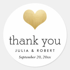 Modern Faux Gold Foil Heart Bröllop Tack Runt Klistermärke