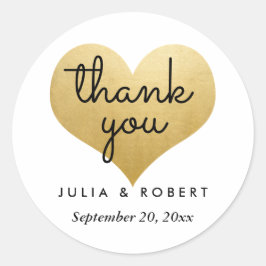 Modern Faux Gold Foil Heart-Tack Typografi Runt Klistermärke