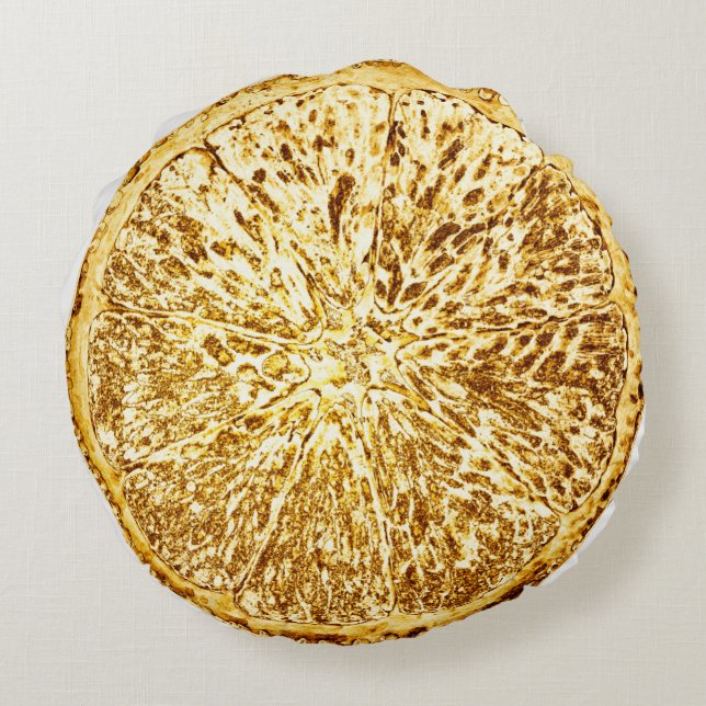 Modern Faux Gold Foil Lemon Slice Rund Kudde (Baksidan)