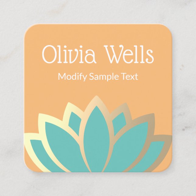 Modern Faux Gold Foil Lotus Flower Square Busines Fyrkantigt Visitkort (Framsida)