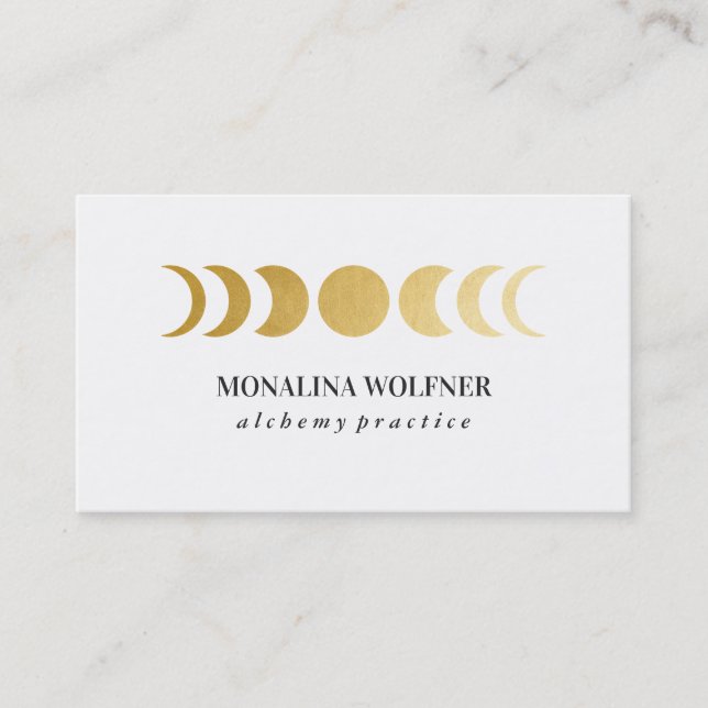 Modern Faux Gold Foil Måne Phase Elegant Simple Bu Visitkort (Framsida)