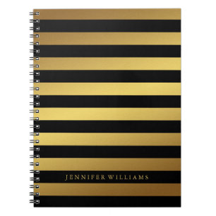 Modern Faux Gold Foil och Black Rand Anteckningsbok