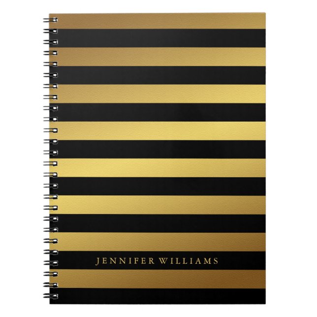Modern Faux Gold Foil och Black Rand Anteckningsbok (Framsidan)