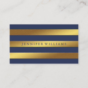 Modern Faux Gold Foil och Blue Rand Mönster Visitkort
