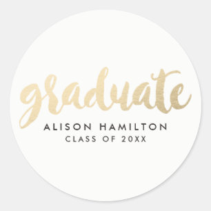 Modern Faux Gold Foil Studenten Runt Klistermärke