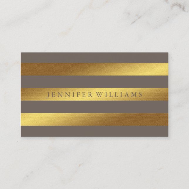 Modern Faux Gold Foil & Taupe Rand Mönster Visitkort (Framsida)