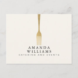 Modern Faux Gold Fork Catering Logo Ivory Vykort
