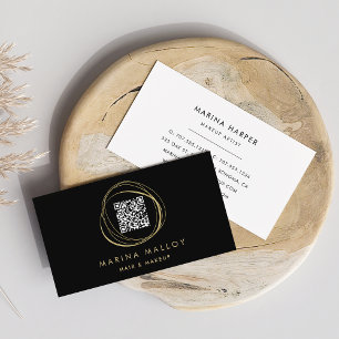 Modern Faux Guld Abstrakt Circle QR-kod Visitkort