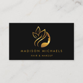 Modern Faux Guld Abstrakt Hair Makeup Visitkort