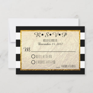 Modern Faux Guld Black White Rand Bröllop OSA Kort