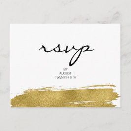 Modern Faux Guld Brushstroke Bröllop OSA vykort