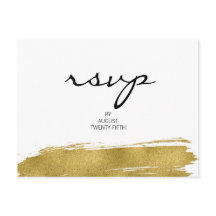 Modern Faux Guld Brushstroke Bröllop OSA vykort