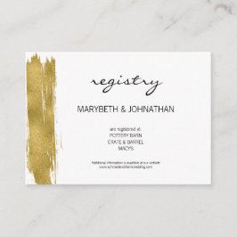 Modern Faux Guld Brushstroke Bröllop-registrerings Tilläggskort