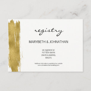 Modern Faux Guld Brushstroke Bröllop-registrerings Tilläggskort