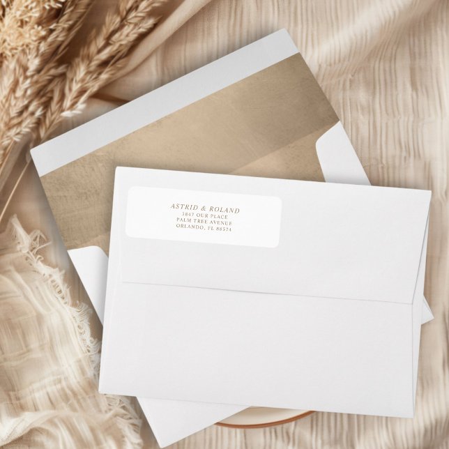 Modern Faux Guld Calligraphy Bröllop Adress Returadress Etikett (Skapare uppladdad)