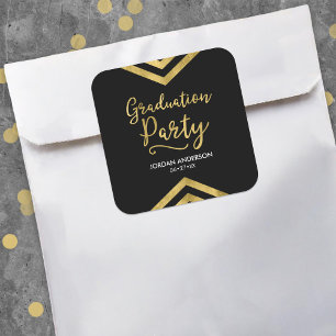 Modern Faux Guld Chevron-Studentfesten Fyrkantigt Klistermärke
