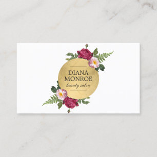 Modern Faux Guld Circle Blommigt Wandeand Logotyp Visitkort