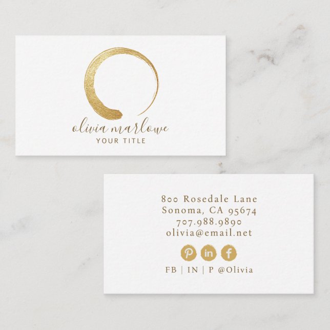 Modern Faux Guld Circle Logotyp Visitkort (Fram/baksida)