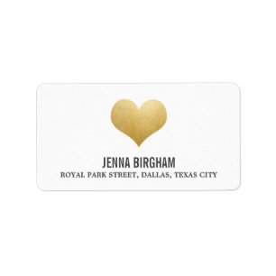 Modern Faux Guld Foil Cute Heart Bröllop Adressetikett