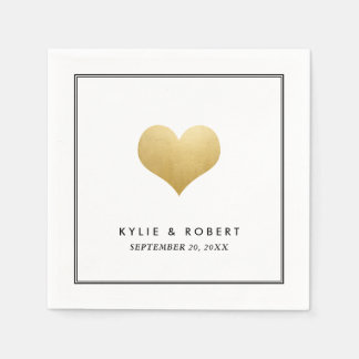 Modern Faux Guld Foil Cute Heart Bröllop Pappersservett