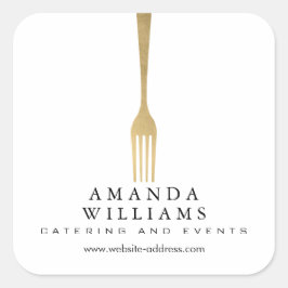 Modern Faux Guld Fork Catering Logotyp Fyrkantigt Klistermärke